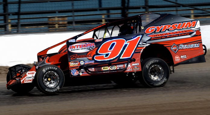 Billy Decker won Saturday's Salute to the Troops 100 for 358 modifieds at Oswego Speedway. (Dave Dalesandro Photo)