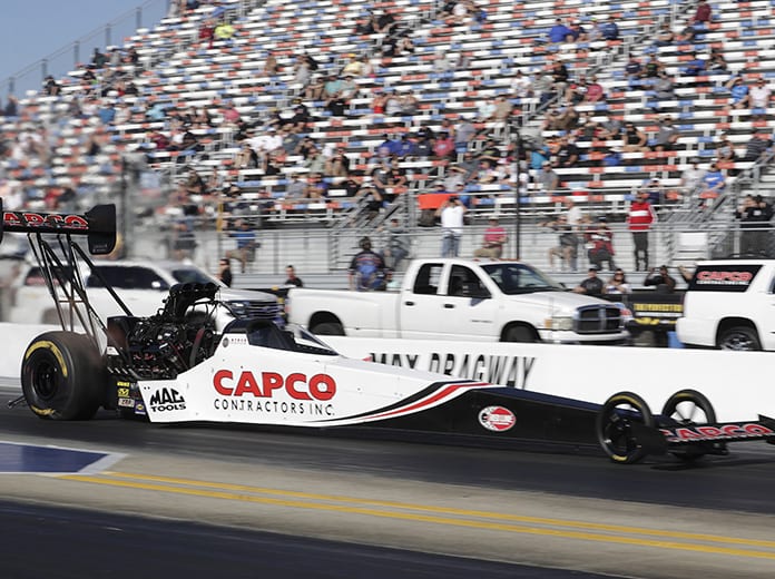 Steve Torrence continued to dominate zMAX Dragway with a win Monday in the NTK NHRA Carolina Nationals. (HHP/Harold Hinson Photo)