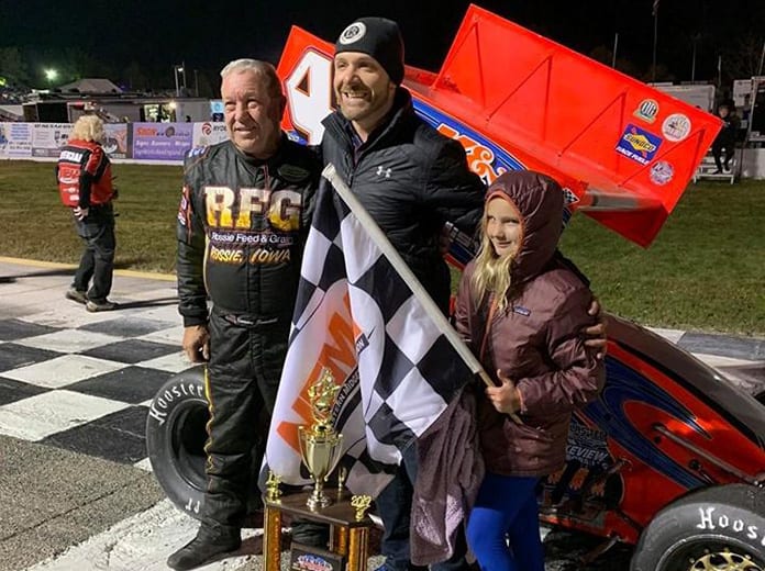 Sammy Swindell picked up a victory in NEMA midget competition on Saturday at Lee USA Speedway, extending his season winning streak to 49-straight years.