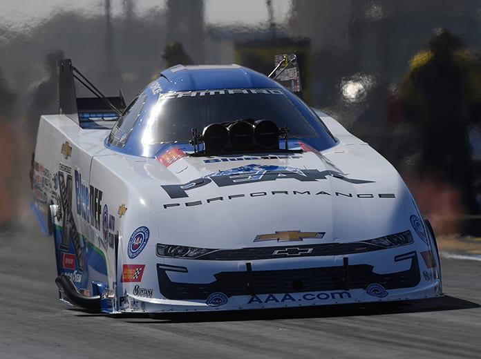 John Force paced Funny Car qualifying at the Texas Motorplex. (NHRA Photo)