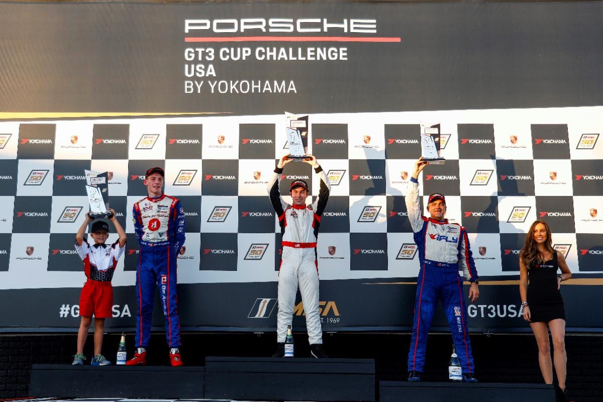 Seventeen-year-old Riley Dickinson earned his first Porsche GT3 Cup Challenge USA by Yokohama victory on Thursday.