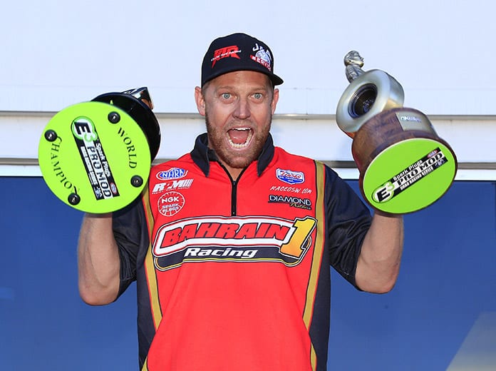 Stevie Jackson claimed the championship and the win in Monday's E3 Spark Plugs NHRA Pro Mod Drag Racing Series race at zMAX Dragway. (HHP/Jim Fluharty Photo)
