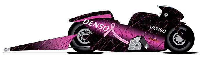 Matt Smith's NHRA Pro Stock Motorcycle entry will go pink in October to support Breast Cancer Awareness.
