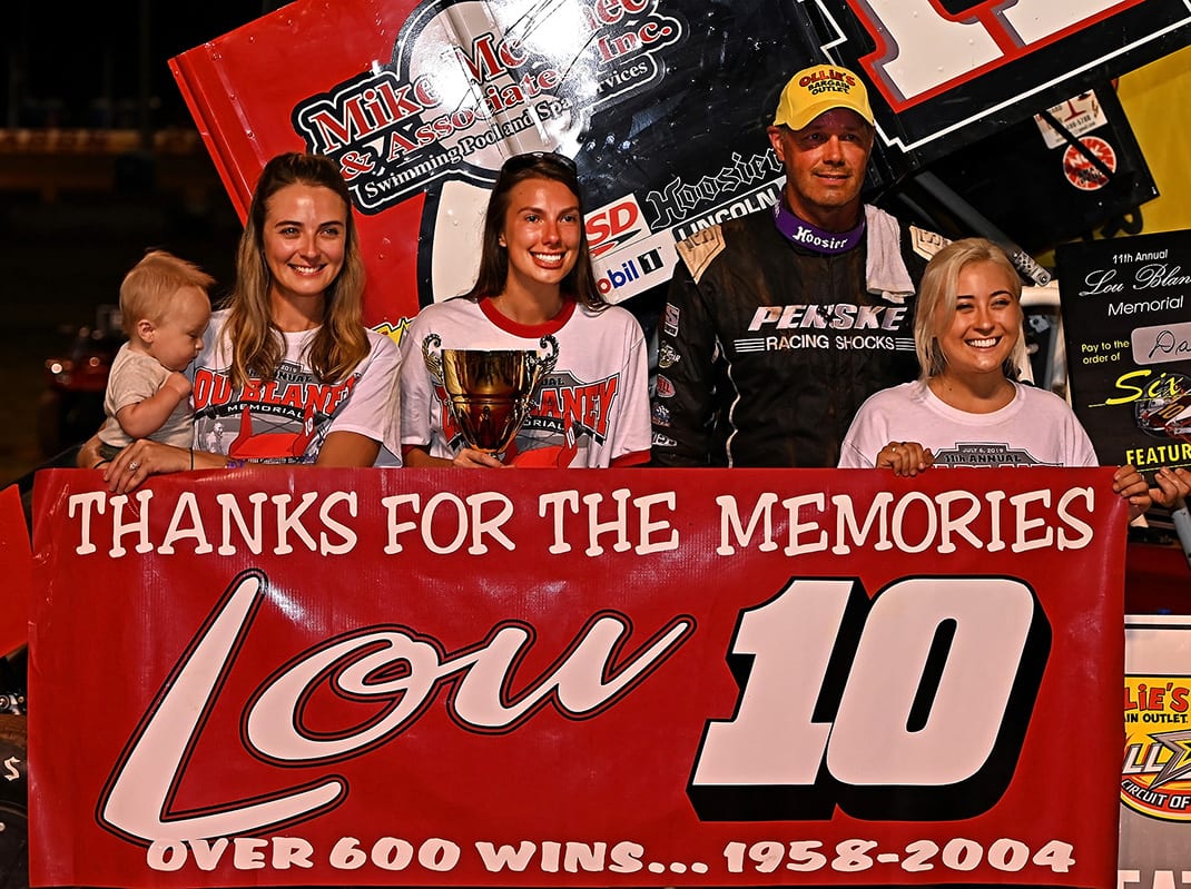 The Blaney family, including Dale Blaney, at Sharon Speedway after the Lou Blaney Memorial. (Joe Secka/JMS Pro Photo)