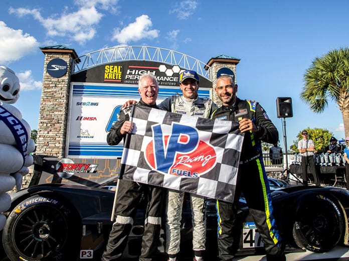 Jonatan Jorge, Joel Janco and Tristan Nunez captured the Michelin IMSA SportsCar Encore on Sunday at Sebring Int'l Raceway. (IMSA Photo)