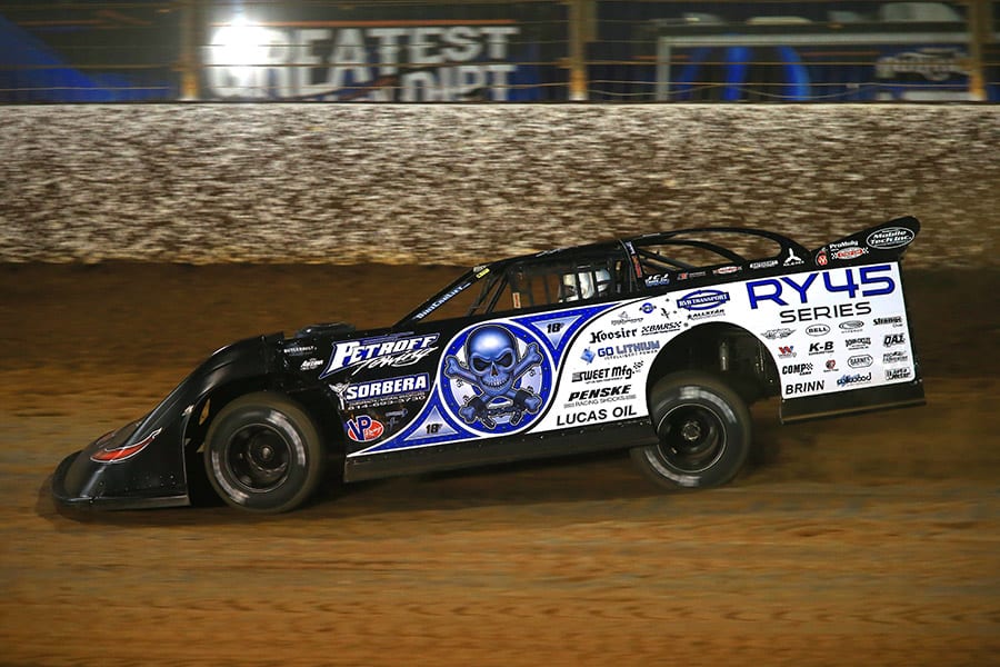 Scott Bloomquist on track during Thursday's portion of the Can-Am World Finals at The Dirt Track at Charlotte. (HHP/Jim Fluharty Photo)