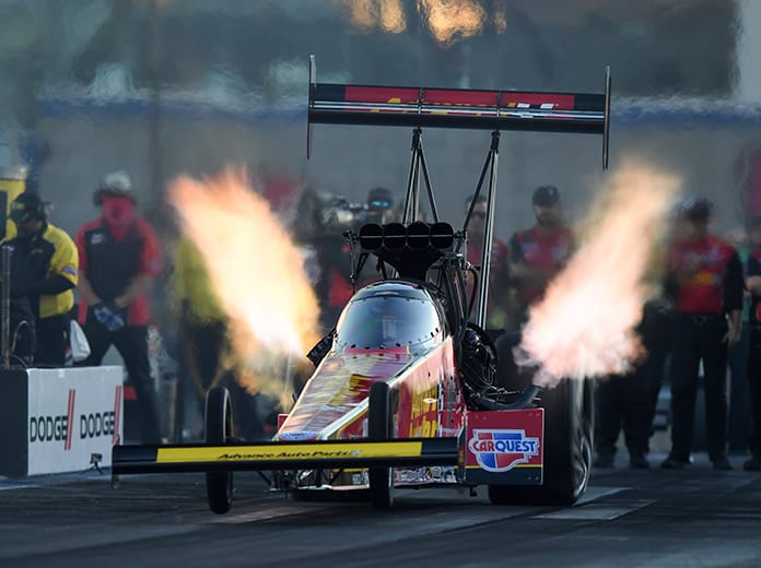 Brittany Force reset the NHRA Top Fuel speed record Friday in Las Vegas. (NHRA Photo)