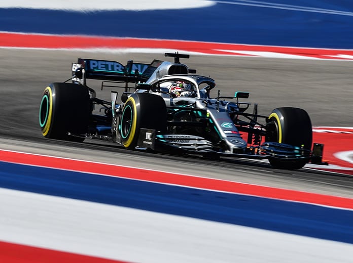 Lewis Hamilton set the pace on the opening day of Formula One practice Friday at Circuit of the Americas. (Mercedes Photo)