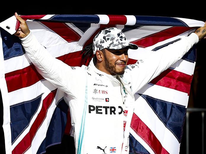 Lewis Hamilton celebrates after claiming his sixth Formula One championship Sunday at Circuit of the Americas. (Mercedes Photo)
