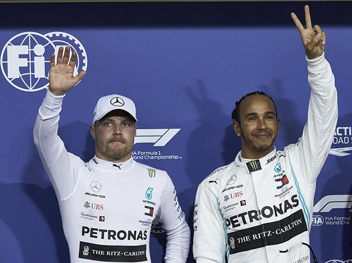Lewis Hamilton (right) bested teammate Valtteri Bottas (left) to earn the pole for the Abu Dhabi Grand Prix. (Steve Etherington Photo)