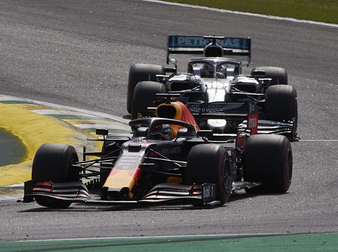Max Verstappen (33) on his way to victory Sunday in Brazil. (Steve Etherington Photo)