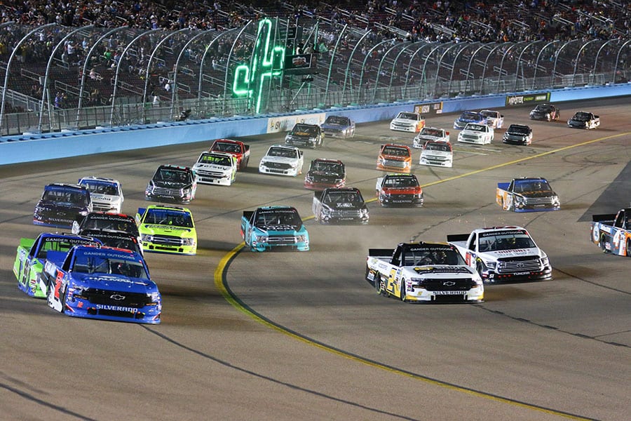 The NASCAR Gander Outdoors Truck Series field takes the green flag Friday night at ISM Raceway. (Ivan Veldhuizen Photo)