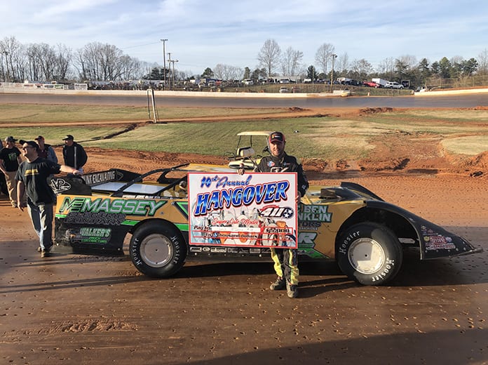 Donald McIntosh pocketed $5,000 for winning the Hangover race on Saturday at 411 Motor Speedway. (Chad Wells Photo)