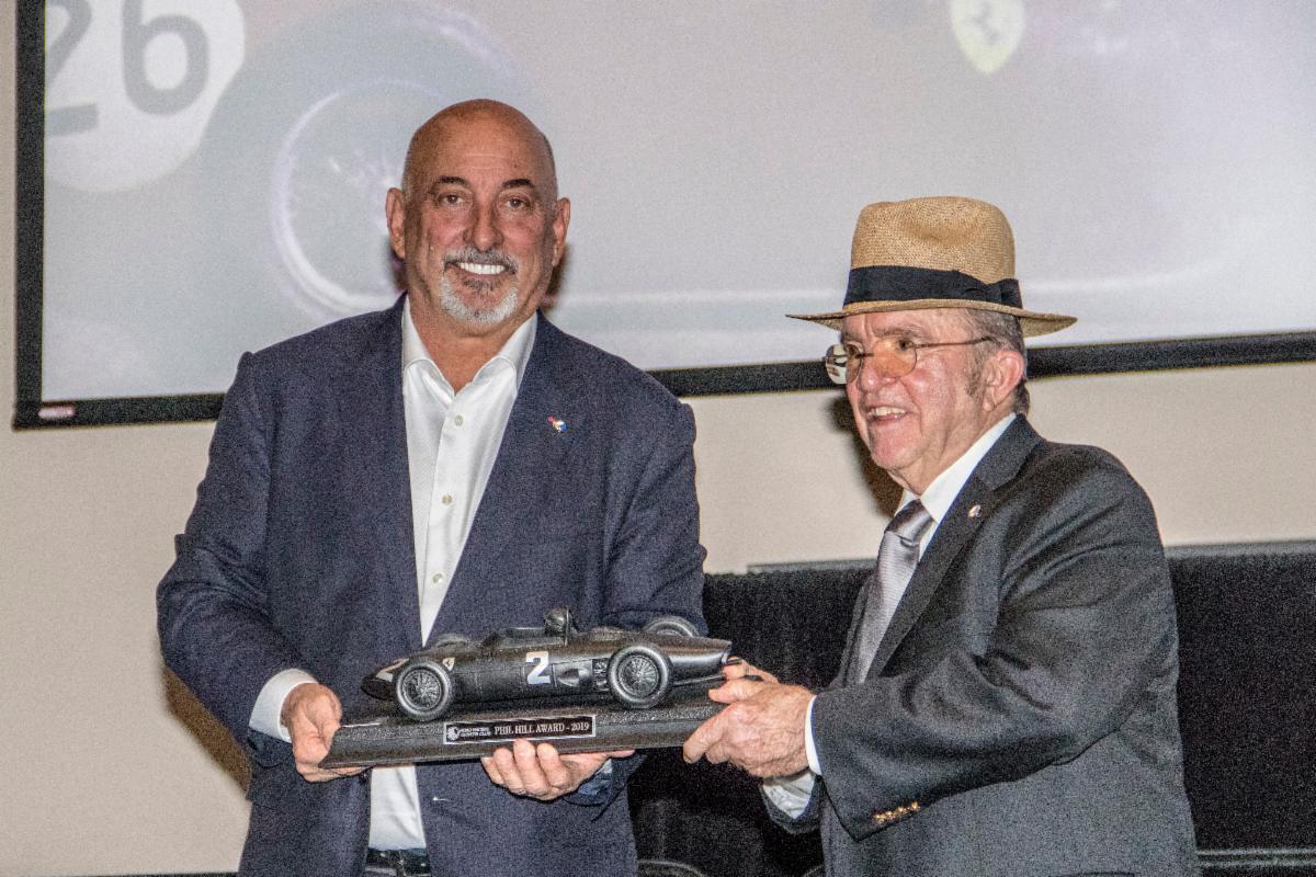Bobby Rahal presents Jack Roush with the RRDC Phil Hill Award. (Brian Cleary photo)