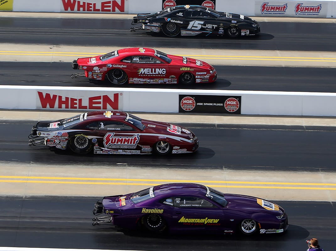 NHRA Pro Stock Four-Wide zMAX HHP/Tami Pope Photo)