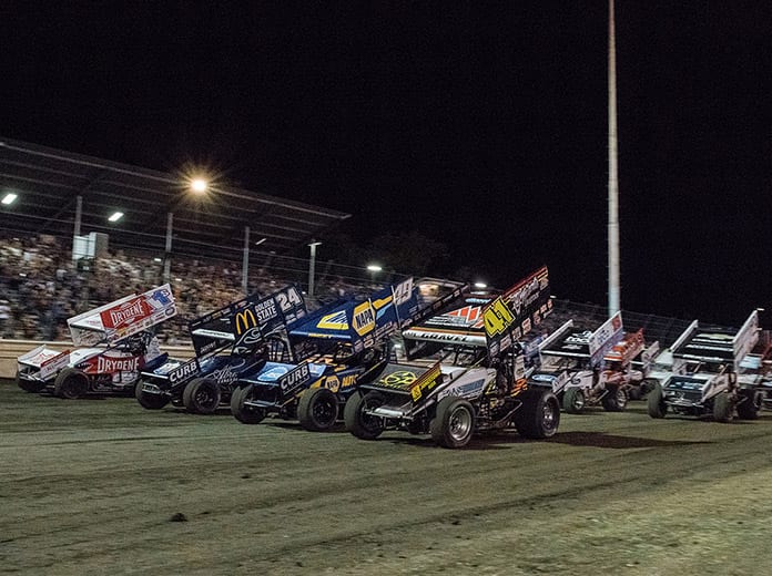 The World of Outlaws NOS Energy Drink Sprint Car Series, shown here at Calistoga Speedway, will return to Merced Speedway early this year. (Saroyan Humphrey Photo)