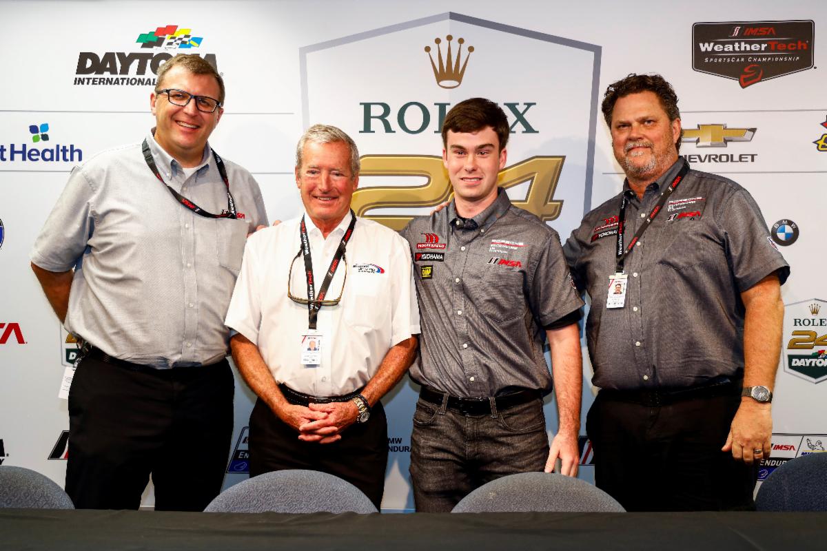 Riley Dickinson (third from left) has received the IMSA Hurley Haywood GT3 Cup Scholarship. (IMSA Photo)