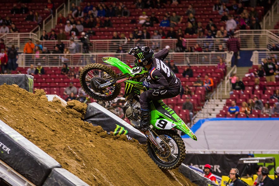 Adam Cianciarulo takes a jump during Saturday's Supercross event in St. Louis, Mo. (Darren Rutmanis Photo)