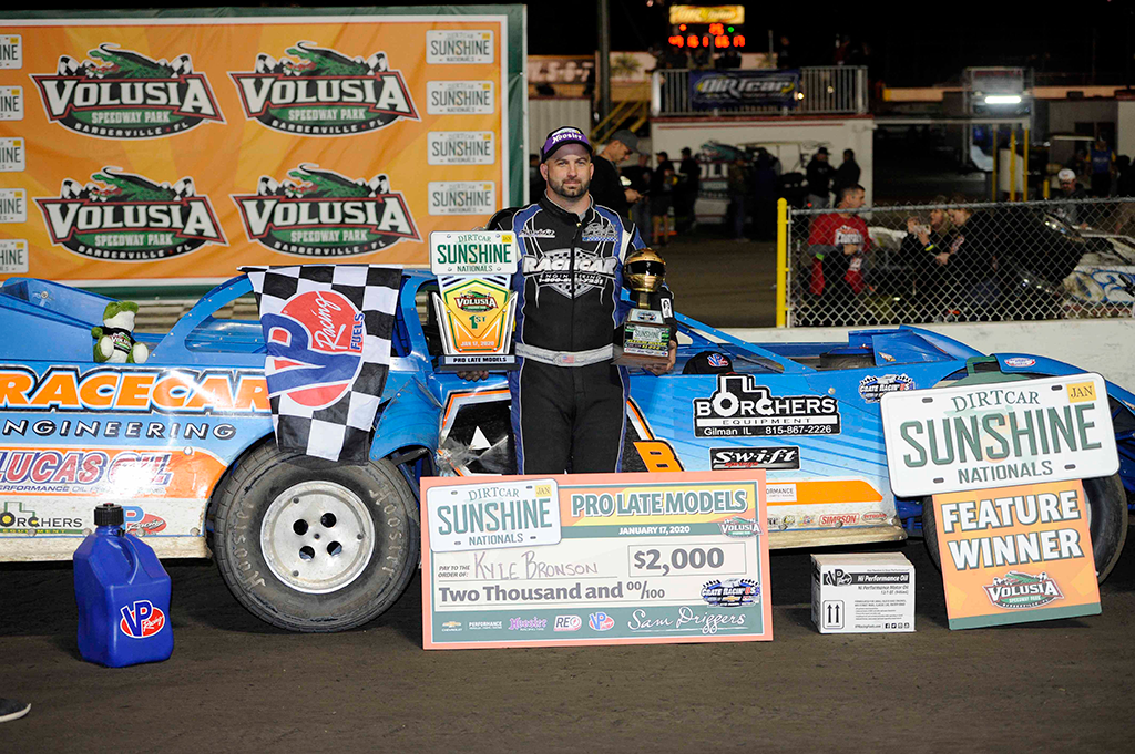 Kyle Bronson in victory lane at Volusia Speedway Park. (Mitchell Jenkins photo)