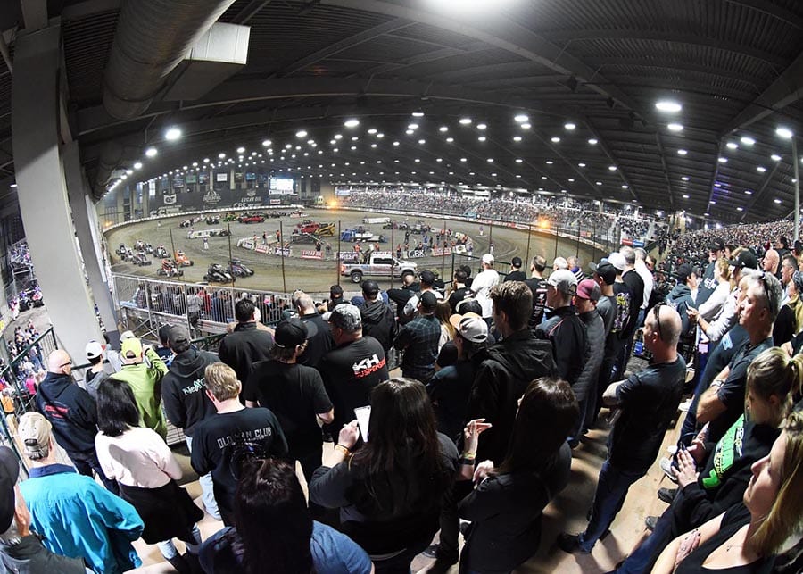 Fans packed the grandstands to watch Wednesday's Lucas Oil Chili Bowl Nationals preliminary event. (Frank Smith Photo)