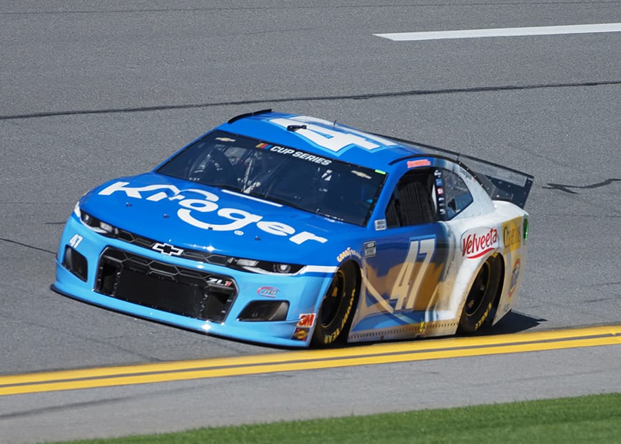 Starting from the pole in his ninth Daytona 500, Ricky Stenhouse Jr. in the No. 47 JTG Daugherty Racing Chevrolet. (Dave Moulthrop Photo)