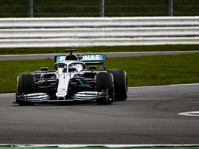 The new Mercedes-AMG F1 W11 EQ Performance on track Friday at the Silverstone Circuit. (Mercedes Photo)