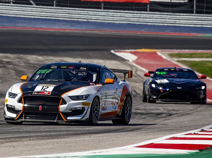 Drew Staveley (12) powered to the pole for Saturday's Pirelli GT4 America Sprint race at Circuit of the Americas.