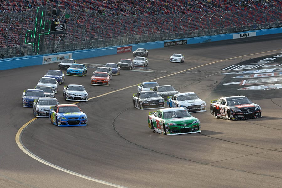 Drivers battle for position early in Friday's ARCA Menards Series race at Phoenix Raceway. (Ivan Veldhuizen Photo)