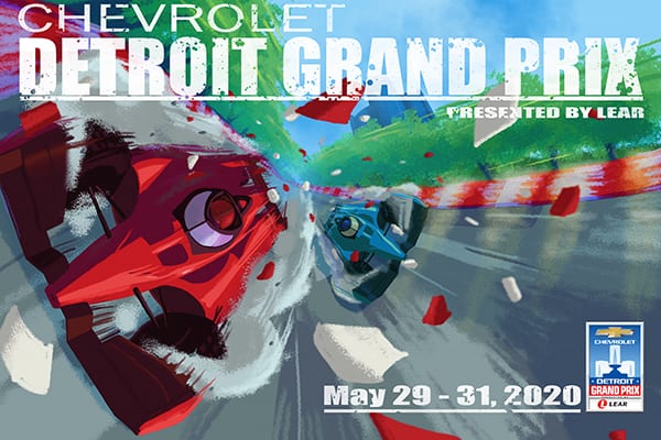 The winning design for the 2020 Chevrolet Detroit Grand Prix was created by College for Creative Studies junior Everett Robinson.