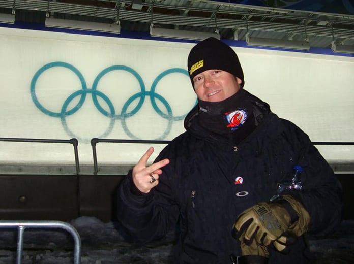 Jeg Coughlin Jr. trackside at the Vancouver Winter Games in 2010.