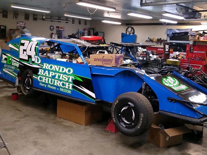 Like many, Donnie Fellers has his car in the shop and ready to go once the Lucas Oil Speedway season begins. (Donnie Fellers photo)