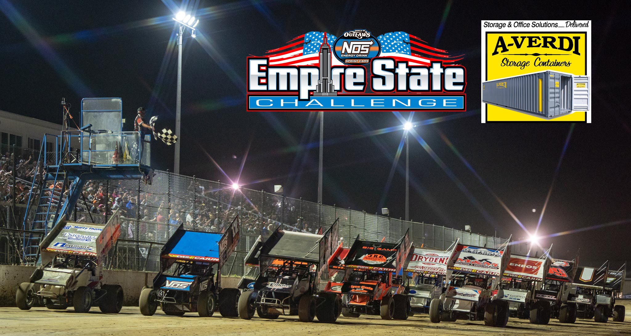 A-Verdi Storage Containers will back the World of Outlaws NOS Energy Drink Sprint Car Series event at Weedsport Speedway.