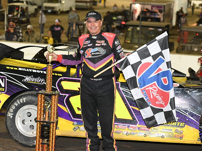 Billy Moyer in victory lane Saturday night at Federated Auto Parts Raceway. (Don Figler Photo)