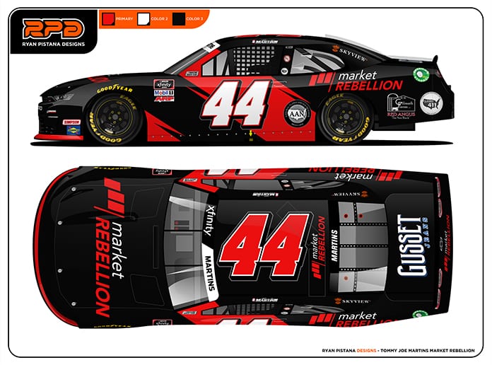 Market Rebellion will sponsor Tommy Joe Martins in the NASCAR Xfinity Series race at Charlotte Motor Speedway on Monday.