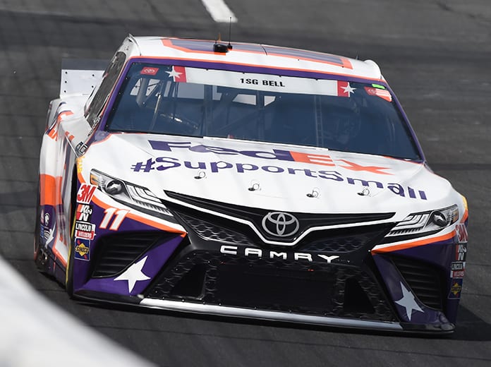 Denny Hamlin's crew chief, car chief and engineer have all been suspended for four races after a piece of ballast weight fell from his race car prior to Sunday's Coca-Cola 600. (Jared C. Tilton/Getty Images Photo)