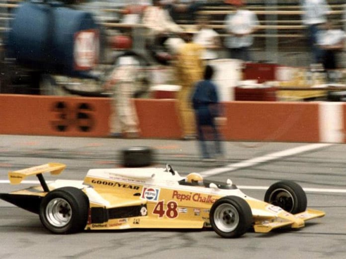 Mike Mosley behind the wheel of the Pepsi Challenger Eagle Indy car in 1981. (Bob Gates Photo Collection)