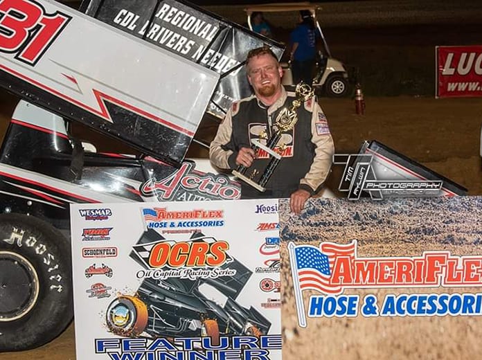 Casey Wills in victory lane at Nevada Speedway. (Tim Aylwin Photo)