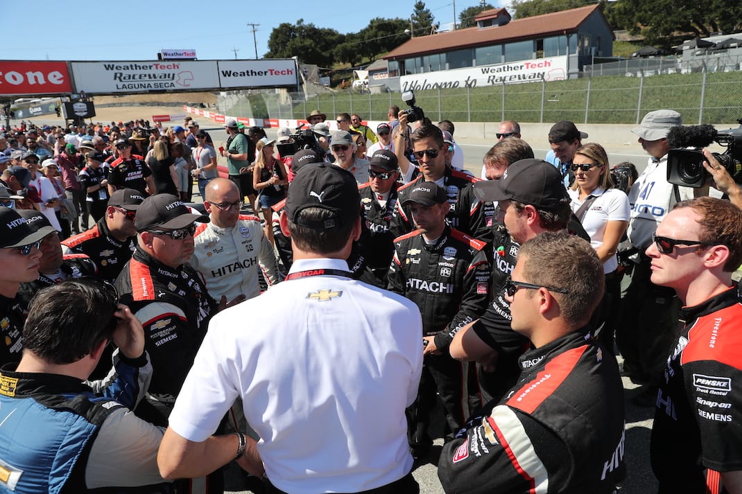 Tim Cindric (center) is leading Team Penske's return to NTT IndyCar Series competition. (IndyCar photo)