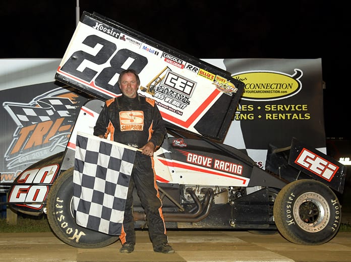 Tim Shaffer in victory lane Sunday at Tri-City Raceway Park. (Hein Brothers Photo)