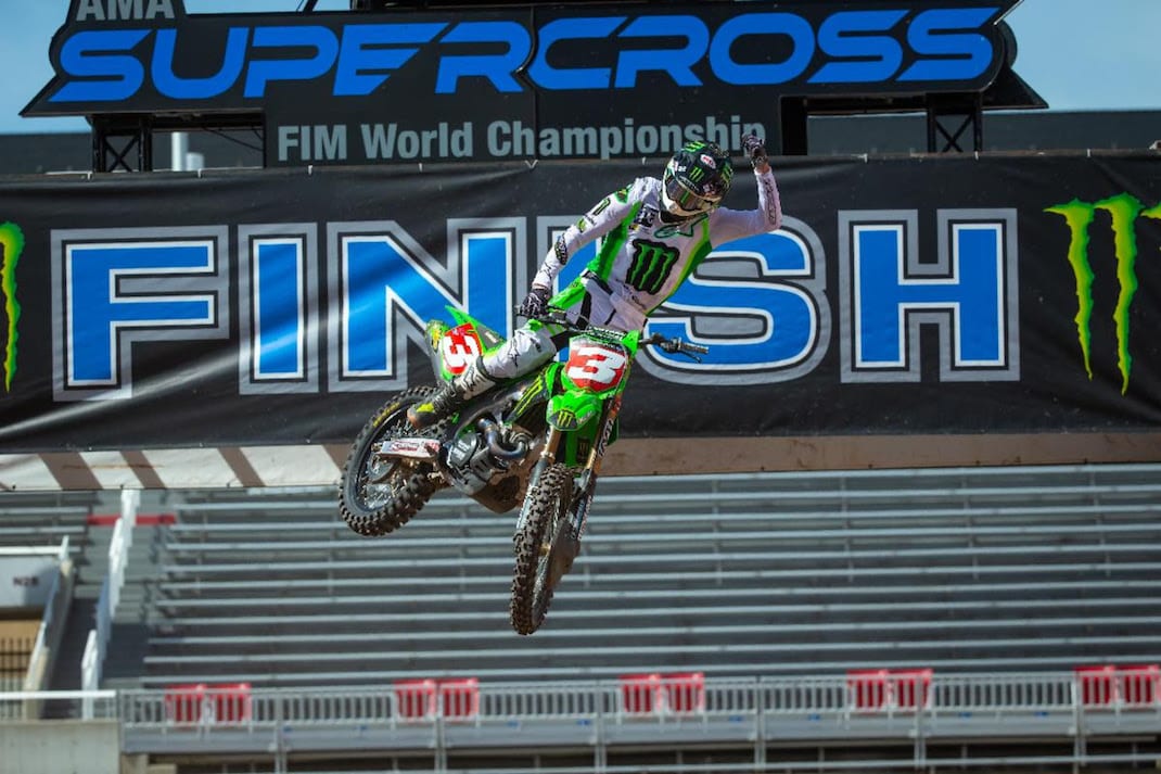 Eli Tomac wrapped up his first Supercross title Sunday in Salt Lake City. (Feld Entertainment photo)