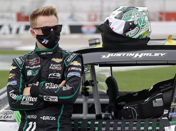 Justin Haley will start Saturday's NASCAR Xfinity Series race from the pole at Talladega Superspeedway. (Chris Graythen/Getty Images Photo)