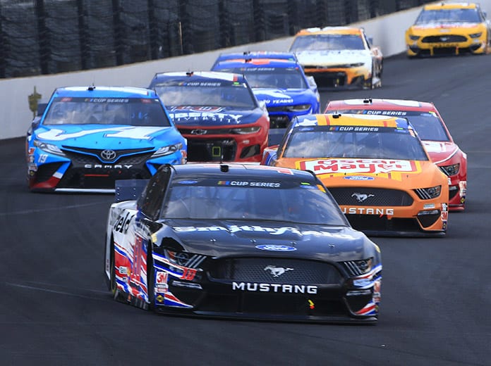 Aric Almirola was one of three Stewart-Haas Racing drivers to finish in the top-five during Sunday's Big Machine Hand Sanitizer 400 at Indianapolis Motor Speedway. (HHP/Jim Fluharty Photo)