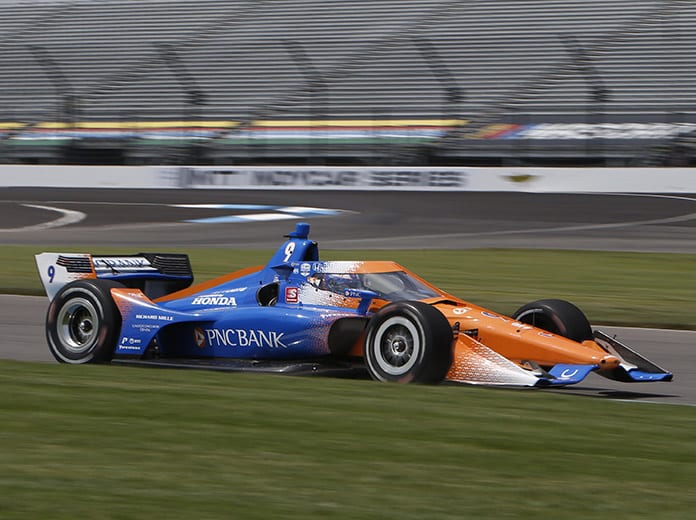 Scott Dixon was fastest in the morning warmup session prior to the GMR Grand Prix on Saturday at the Indianapolis Motor Speedway road course. (IndyCar Photo)