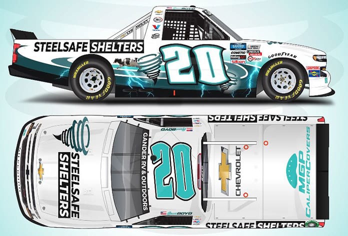 Spencer Boyd will have sponsorship from SteelSafe Shelters this weekend at Kansas Speedway.
