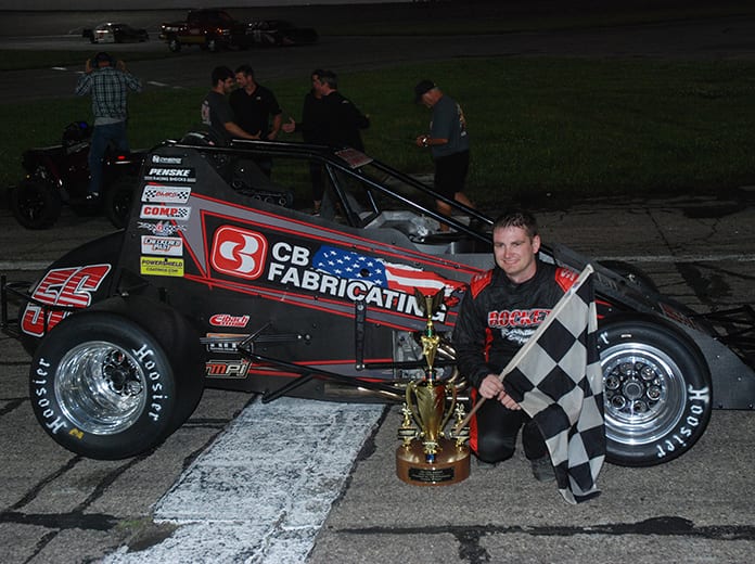 Tyler Roahrig in victory lane after winning the Glen Niebel Classic at Anderson Speedway on Saturday. (David Sink Photo)