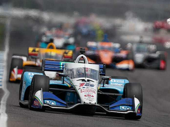 The doubleheader featuring the NTT IndyCar Series and NASCAR Xfinity Series at Indianapolis Motor Speedway drew strong ratings numbers. (IndyCar Photo)