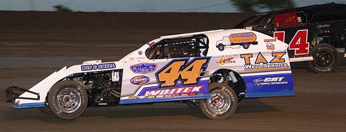 Fred Wojtek raced to a second $1,000 IMCA Modified Red River Tour South victory in as many nights, leading all 25 laps of the Friday feature at Heart O’ Texas Speedway. (Stacy Kolar Photo)