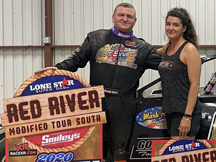 William Gould saw his Red River Tour luck change with the $1,000 IMCA Modified win Wednesday night at Southern Oklahoma Speedway. (Photo by Stacy Kolar, Southern Sass Photography)