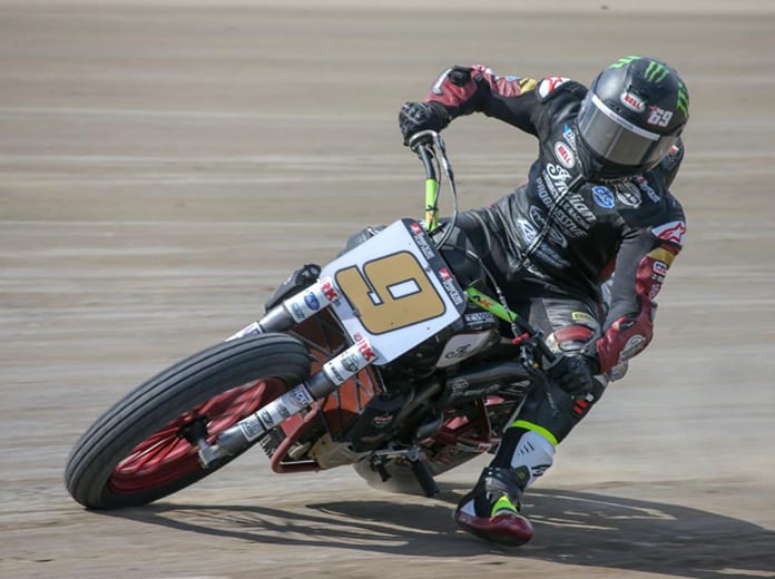 Jared Mees won Friday's American Flat Track SuperTwins opener at Volusia Speedway Park. (AFT Photo)
