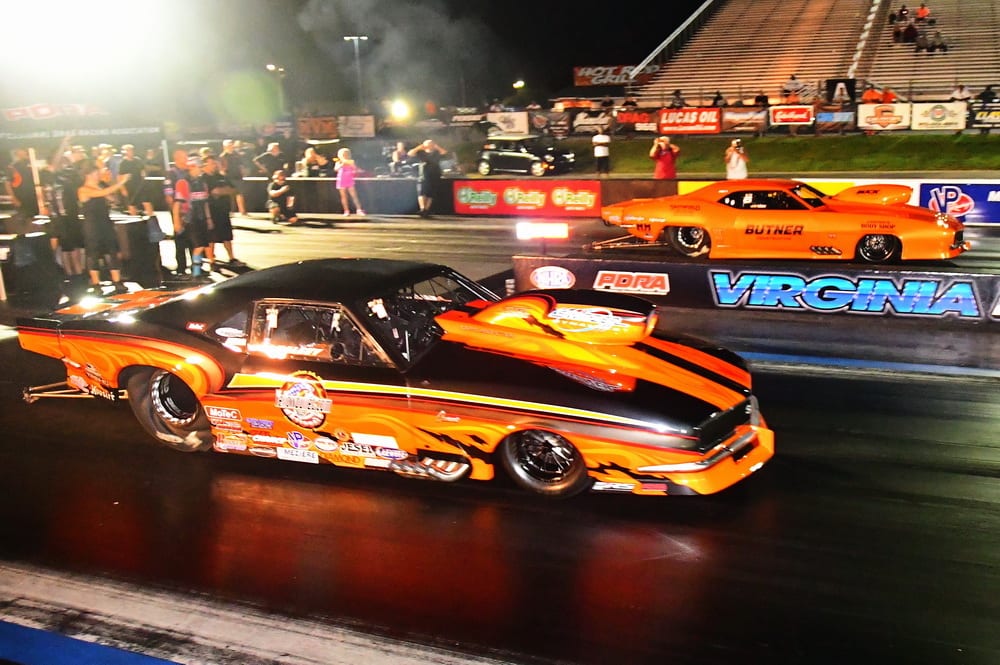 Jay Cox (far lane) defeated Jim Halsey in the Pro Nitrous final at Virginia Motorsports Park. (Roger Richards photo)